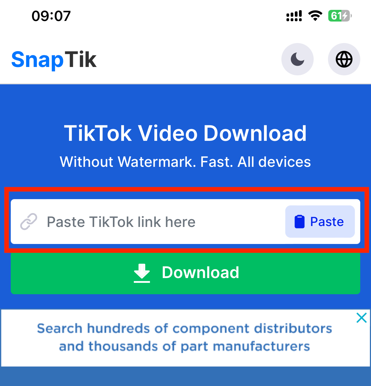 Cach Tai Video Tiktok Voi Snaptik App 4